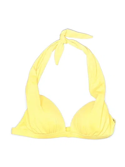 Pre-owned Venus Swimsuit Top Yellow Solid Pattern Swimwear