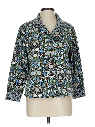 Pre-owned Vera Bradley 3/4 Sleeve Button Down Shirt In Blue