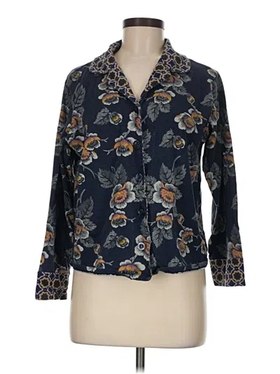 Pre-owned Vera Bradley 3/4 Sleeve Button Down Shirt In Blue