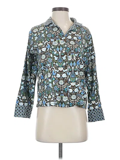 Pre-owned Vera Bradley 3/4 Sleeve Button Down Shirt In Teal
