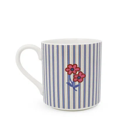 Vera Bradley Ceramic Mug, Rachel Ditsy Stripe In Blue