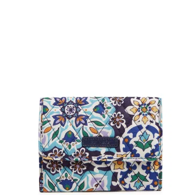 Vera Bradley Cotton Rfid Euro Wallet In Blue