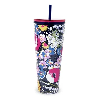 Vera Bradley Double Wall Tumbler With Straw, Poppy Fields In Animal Print