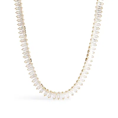 Vera Bradley Outlet 14k Gold Plated Baguette Gemstone Necklace In Silver