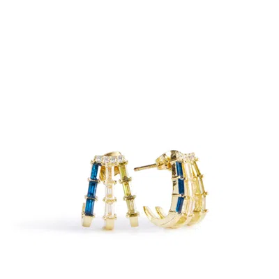 Vera Bradley Outlet 14k Gold Plated Triple Gemstone Hoop Earrings