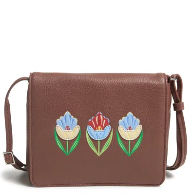 Vera Bradley Outlet Faux Leather Small Flap Hipster Crossbody Bag In Brown