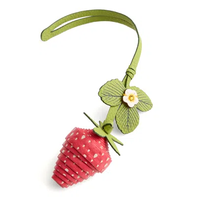 Vera Bradley Outlet Faux Leather Strawberry Bag Charm In Green