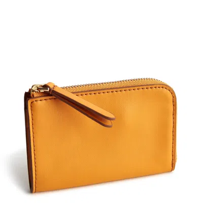 Vera Bradley Outlet Leather Zip Card Pouch In Yellow