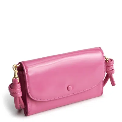 Vera Bradley Outlet Patent Faux Leather Wildwood Wallet Crossbody Bag In Pink