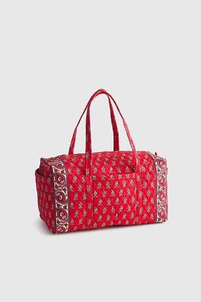 Vera Bradley Quilted Cotton Large Duffel Bag In Flowering Paisley Goji Berry, Women's At Urban Outfitters In Red