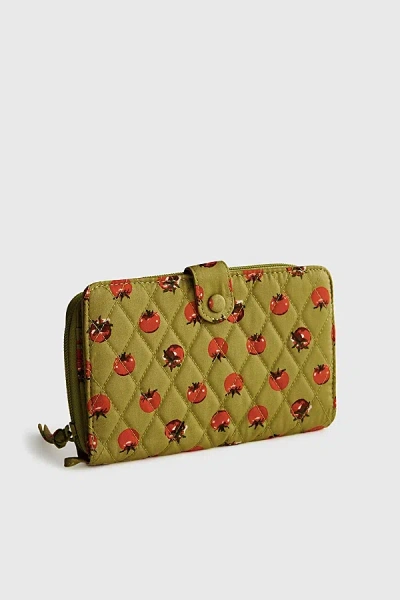 Vera Bradley Quilted Cotton Large Tab Wallet In Tiny Tomatoes Palm, Women's At Urban Outfitters In Green