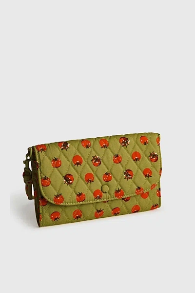 Vera Bradley Quilted Cotton Wildwood Crossbody Wallet In Tiny Tomatoes Palm, Women's At Urban Outfitters In Green