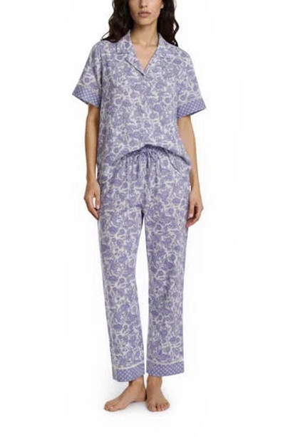 Vera Bradley Short Sleeve Notch Collar Pajamas In Blue