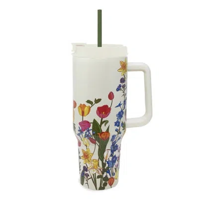 Vera Bradley Stainless Steel 40 Oz. Tumbler, Meadow Bouquet Seedpearl In Blue;green;yellow;cream