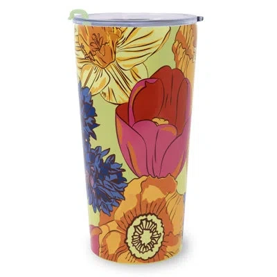 Vera Bradley Stainless Steel Thermal Mug, Poppy In Green