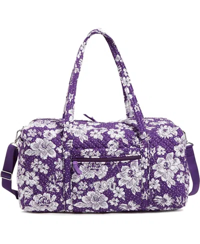 VERA BRADLEY TCU HORNED FROGS RAIN GARDEN LARGE TRAVEL DUFFEL BAG