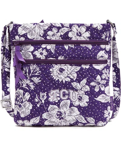 Vera Bradley Tcu Horned Frogs Rain Garden Triple-zip Hipster Crossbody Bag