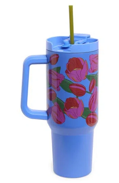 Vera Bradley Tulips Stainless Steel 40 Ounce Tumbler In Blue