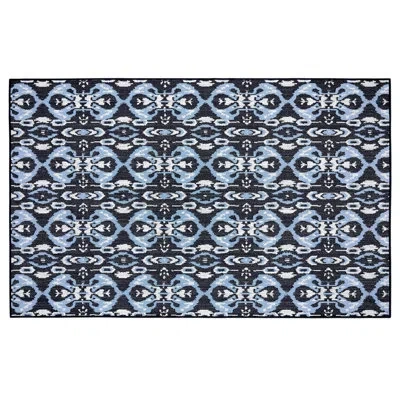 Vera Bradley Vera Hooked Ikat Black/blue Indoor / Outdoor Area Rug In Black,blue