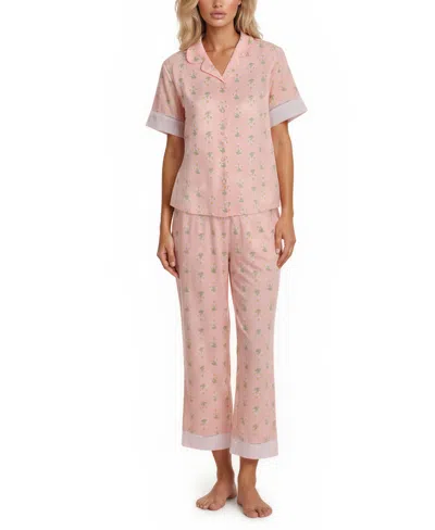 Vera Bradley Short Sleeve Notch Collar Pajamas In Multi