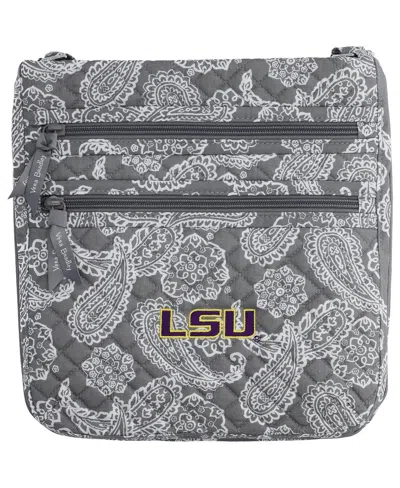 Vera Bradley Women's Lsu Tigers Iconic Triple-zip Bandana Hipster Crossbody Purse In Gray