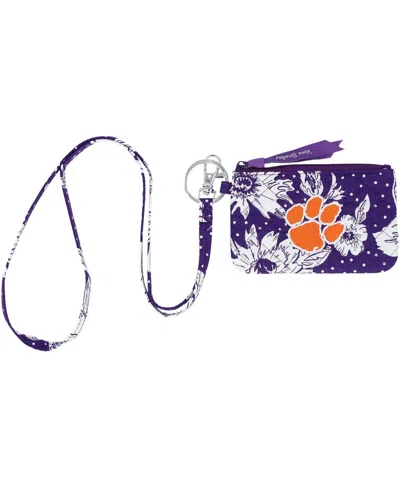 Vera Bradley Women's  Clemson Tigers Rain Garden Zip Id Lanyard In Purple