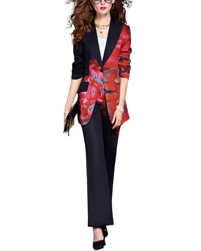 Vera Dolini 2pc Blazer & Pant Set In Black