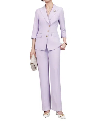 Vera Dolini 2pc Blazer & Pant Set In Purple