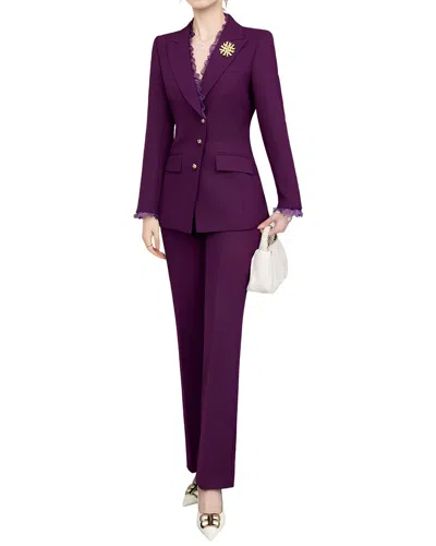 Vera Dolini 2pc Blazer & Pant Set In Purple