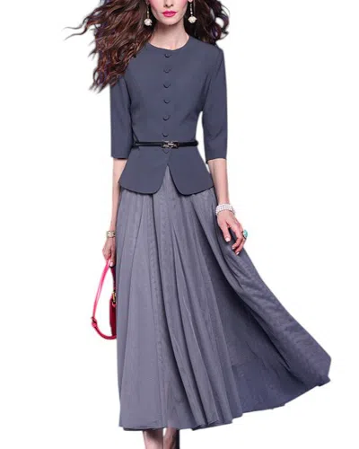 Vera Dolini 2pc Blazer & Skirt Set In Gray