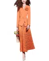 Vera Dolini 2pc Blazer & Skirt Set In Orange