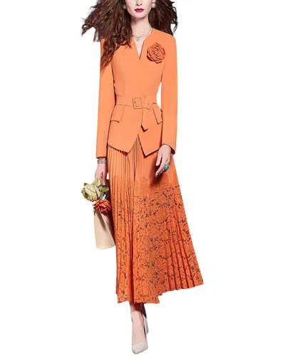 Vera Dolini 2pc Blazer & Skirt Set In Orange