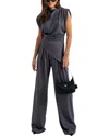 Vera Dolini 2pc Blouse & Pant Set In Gray
