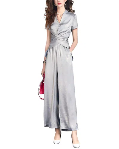 Vera Dolini 2pc Blouse & Pant Set In Gray