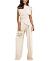 Vera Dolini 2pc Blouse & Pant Set In Neutral