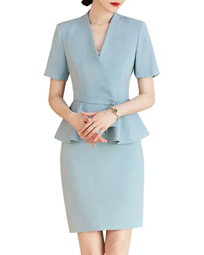 Vera Dolini 2pc Blouse & Skirt Set In Blue