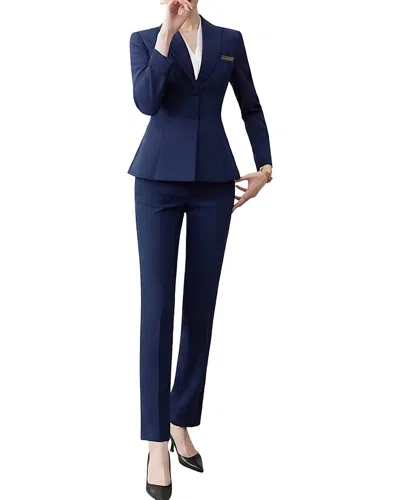 Vera Dolini 2pc Jacket & Pant Set In Blue