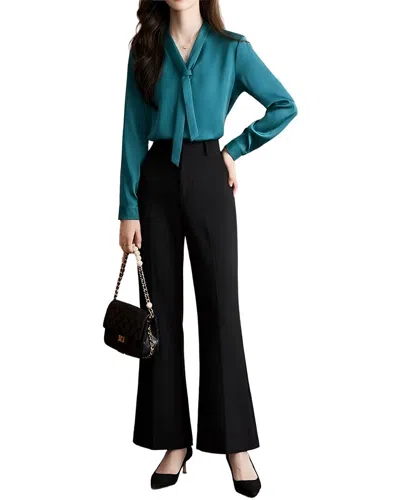 Vera Dolini 2pc Shirt & Pant Set In Black