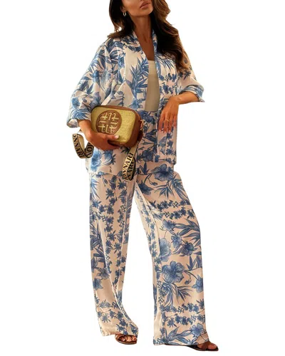 Vera Dolini 2pc Shirt & Pant Set In Blue