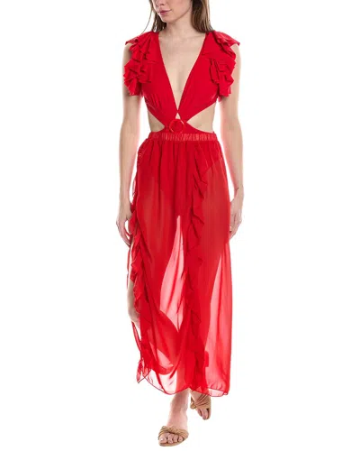 Vera Dolini 2pc Swimsuit & Pareo Set In Red