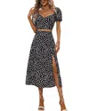 Vera Dolini 2pc Top & Skirt Set In Black