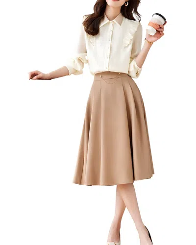 Vera Dolini 2pc Top & Skirt Set In Neutral