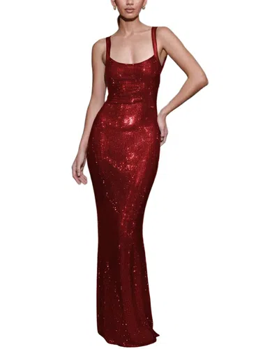 Vera Dolini Embellished Maxi Dress In Brown