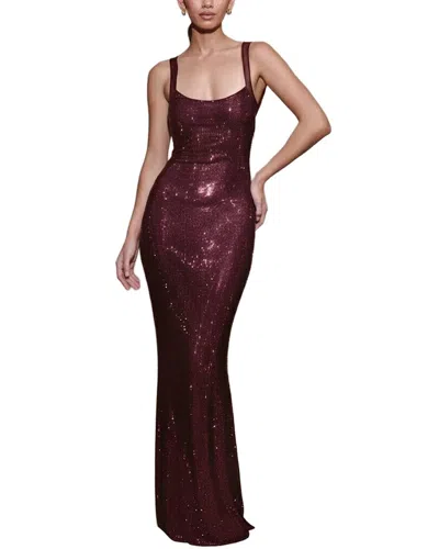 Vera Dolini Embellished Maxi Dress In Burgundy