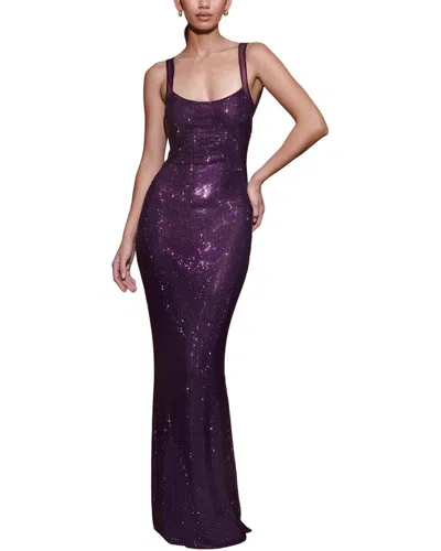 Vera Dolini Embellished Maxi Dress In Purple