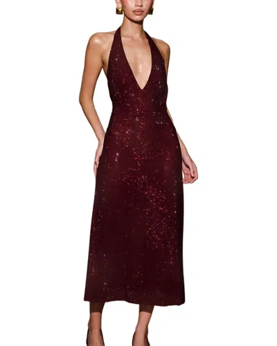 Vera Dolini Embellished Midi Dress In Burgundy