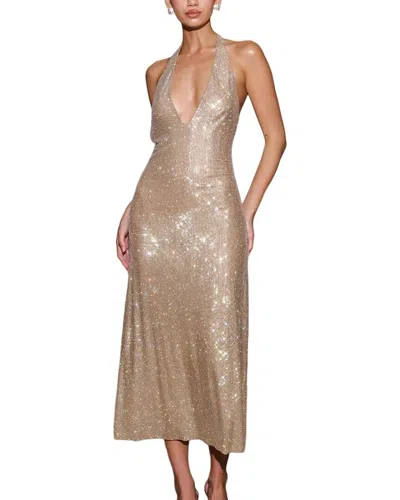 Vera Dolini Embellished Midi Dress In Neutral