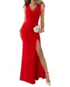 Vera Dolini Solid Maxi Dress In Red