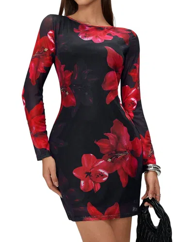 Vera Dolini Long Sleeve Mini Dress In Black