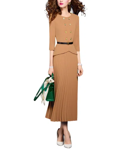 Vera Dolini Midi Dress In Brown